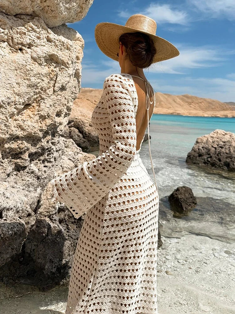 Dames Maxi-jurk Lange Mouwen Met Bell Sleeve 4