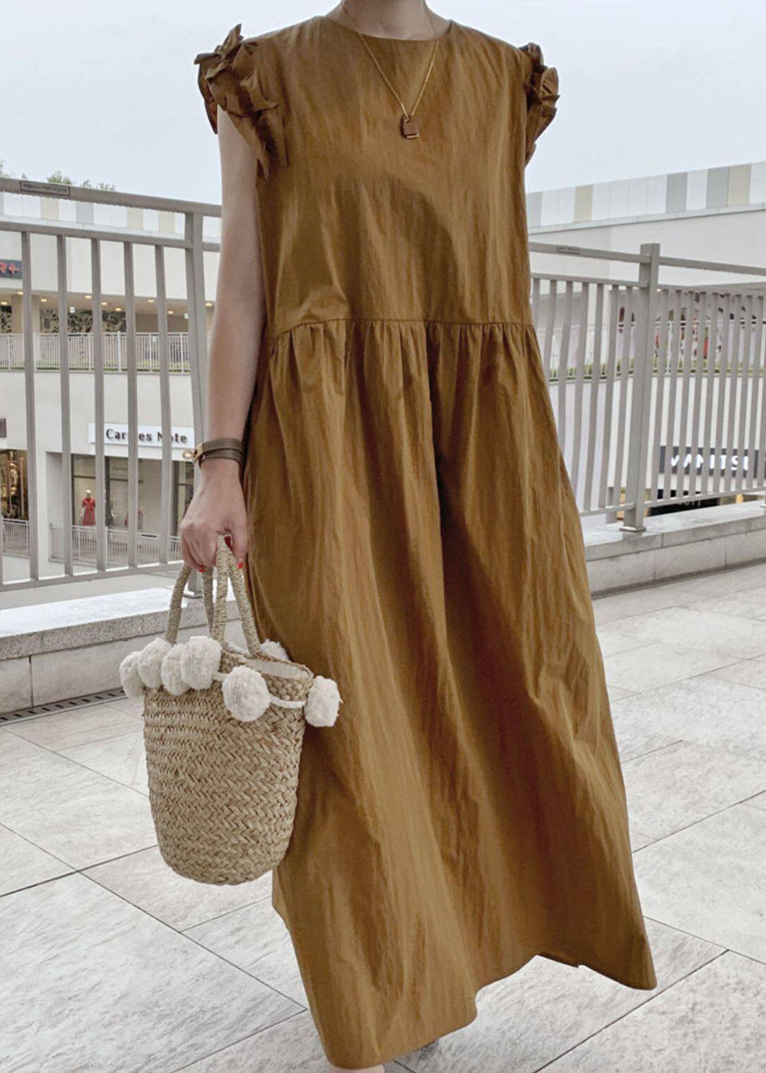 Dames Maxi-jurk Losvallend Met Geschulpte Rand 4