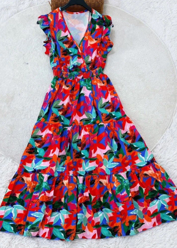 Dames Maxi-jurk Met Ruches En Mouwloos Design 1