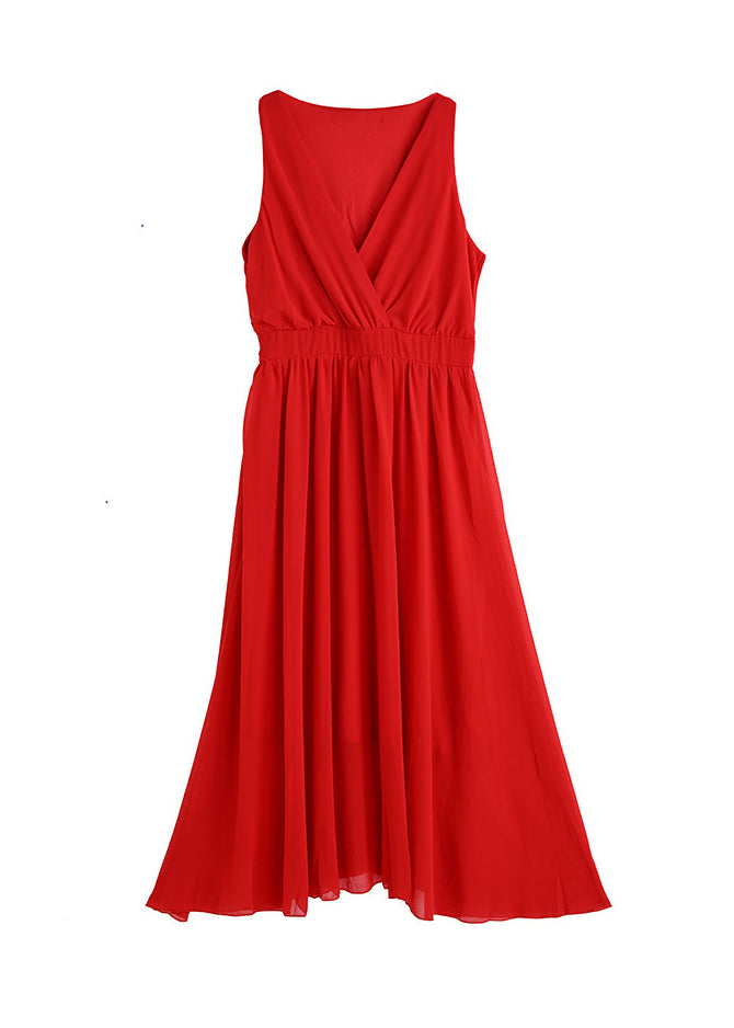 Dames Maxi-jurk Mouwloos V-hals Patchwork Stijl 4