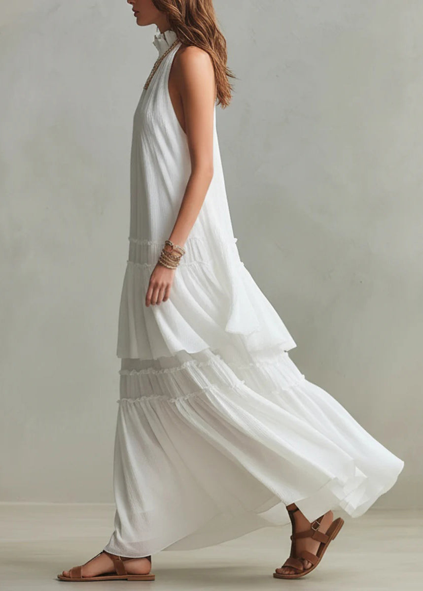 Dames Maxi-jurk Mouwloos met Ruches en Patchwork 1