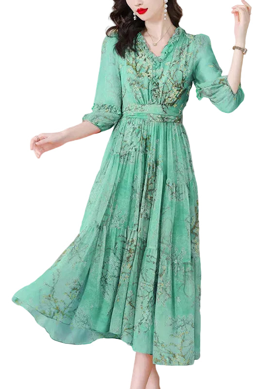 Dames Maxi-jurk Ruches Patchwork Print 0