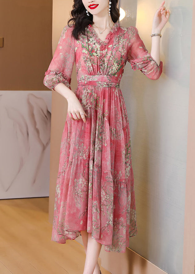 Dames Maxi-jurk Ruches Patchwork Print 2