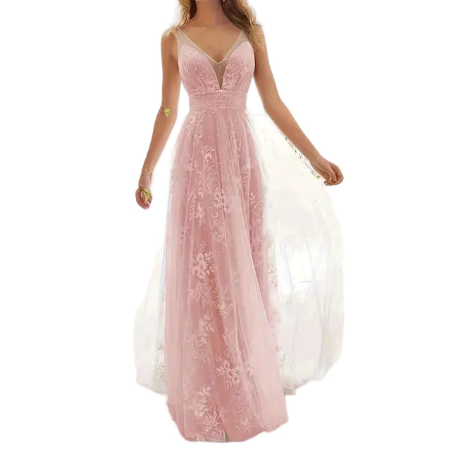 Dames Maxi-jurk V-hals met Kanten Details 0