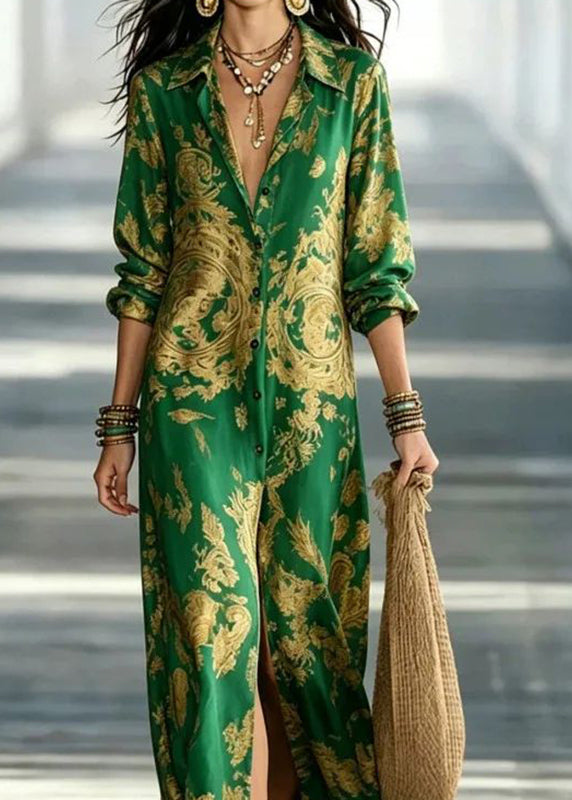 Dames Maxi-jurk met Peter Pan-kraag en Print 3