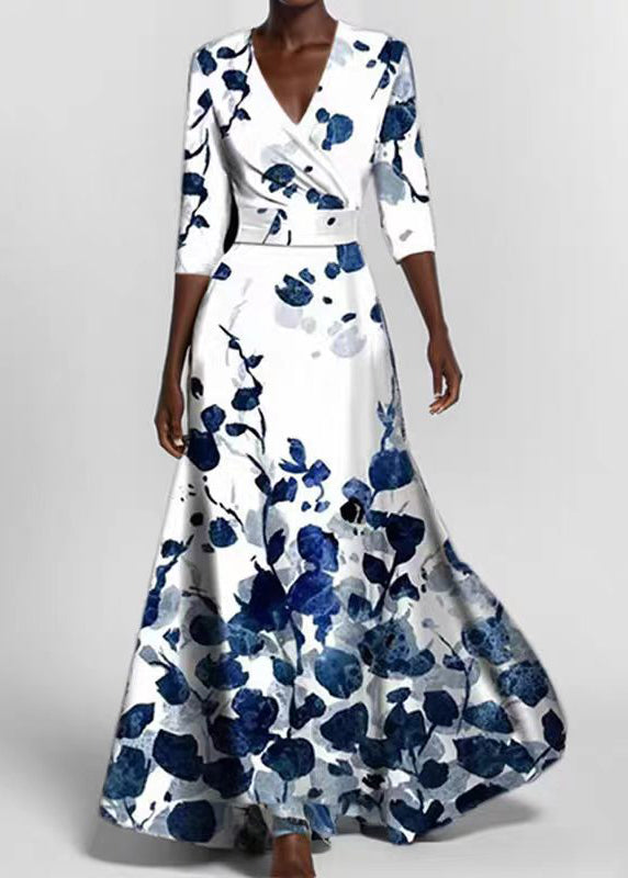 Dames Maxi-jurk met V-hals en Print Losse Pasvorm 2