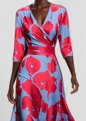 Dames Maxi-jurk met V-hals en Print Losse Pasvorm 3