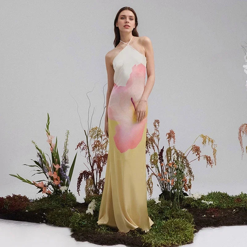 Dames Maxi Jurk Asymmetrisch met Bloemen 1