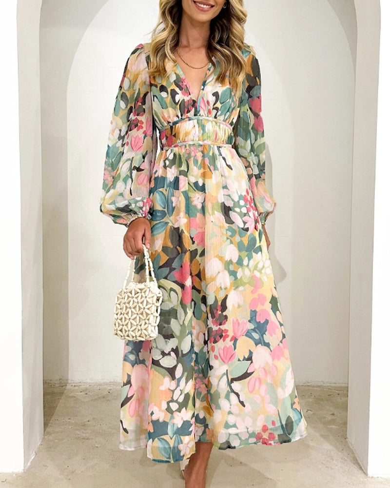 Dames Maxi Jurk Bloemenprint Ademend voor Zomer Gelegenheden 3