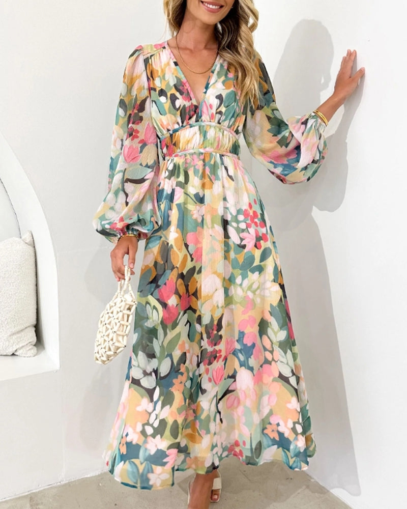 Dames Maxi Jurk Bloemenprint Ademend voor Zomer Gelegenheden 5