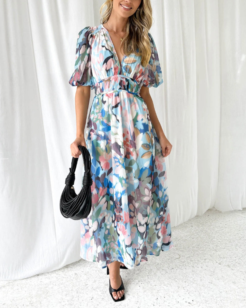Dames Maxi Jurk Bloemenprint Ademend voor Zomer Gelegenheden 9