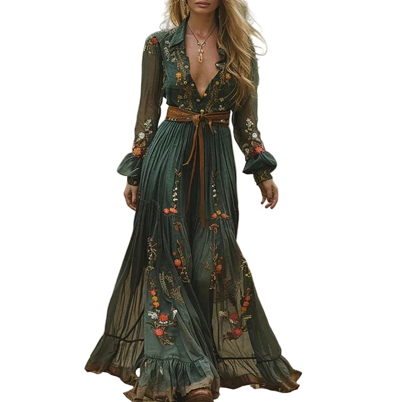 Dames Maxi Jurk Bohemian Bloemenstijl 0