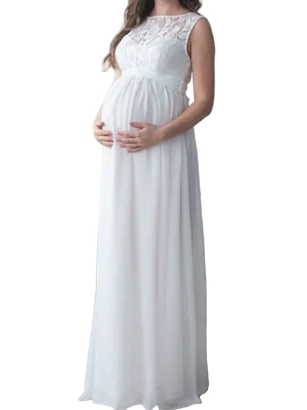 Dames Maxi Jurk Bohemian Mouwloos Met Ronde Hals 0