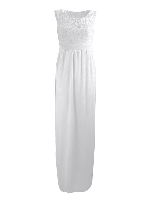 Dames Maxi Jurk Bohemian Mouwloos Met Ronde Hals 2
