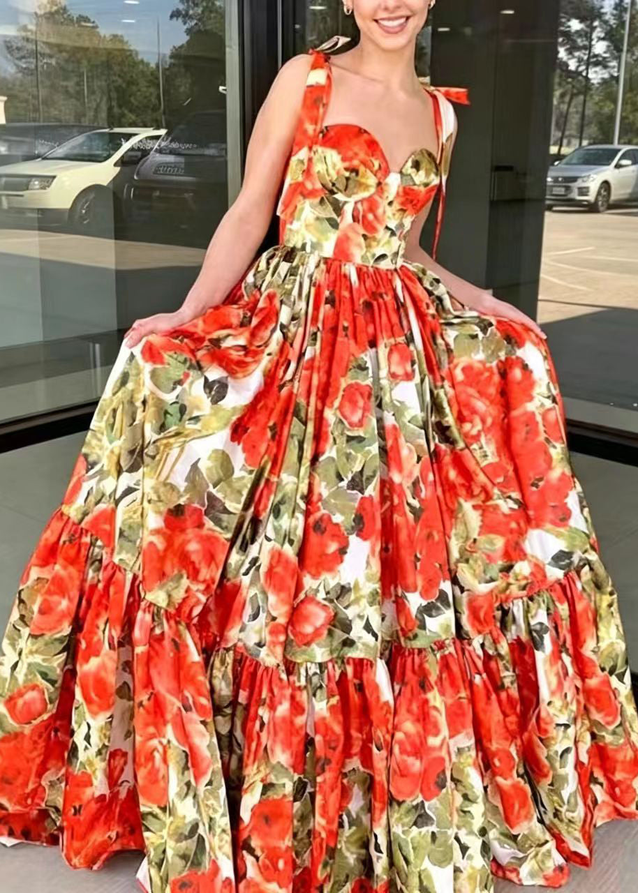Dames Maxi Jurk Boho Stijl Mouwloos met Veterprint 1