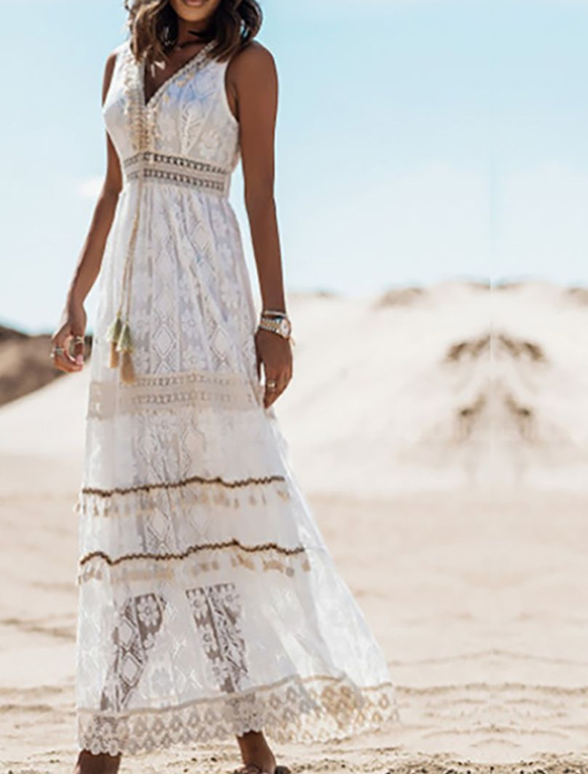 Dames Maxi Jurk Boho Stijl Vloeiend Zacht Materiaal 2