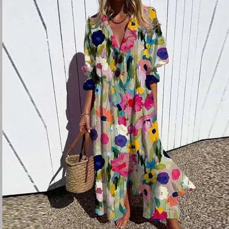 Dames Maxi Jurk Boho Stijl Vloeiende Stof voor Zomer 2