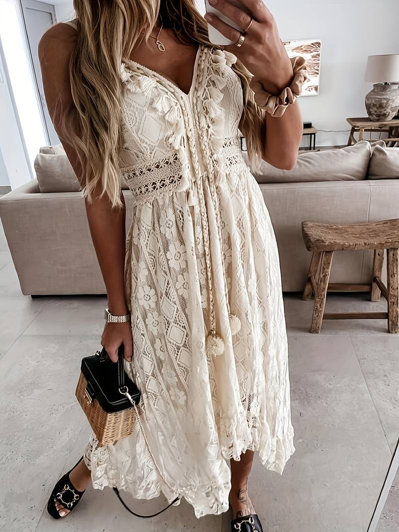 Dames Maxi Jurk Boho Stijl met Spaghettibandjes 1