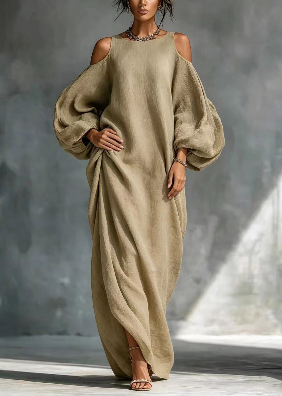 Dames Maxi Jurk Cold-Shoulder met Lantaarnmouwen 2