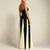 Dames Maxi Jurk Elegante Lange Zwart-Wit Vloeiende Stof 4