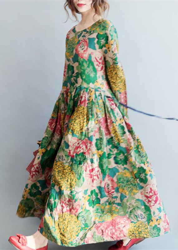 Dames Maxi Jurk Lange Linnen Bloemenprint 4