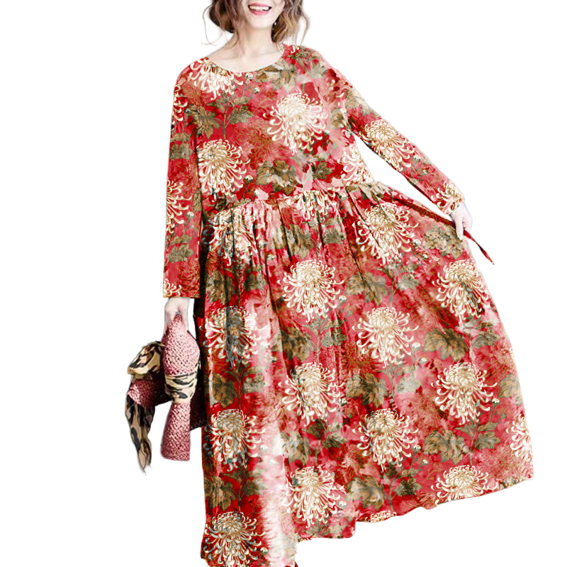 Dames Maxi Jurk Lange Linnen Bloemenprint 5