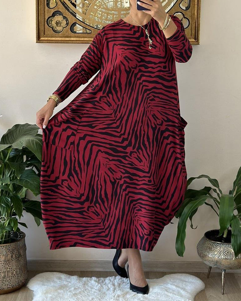 Dames Maxi Jurk Lange Mouwen Katoenmix Losse Stijl 3