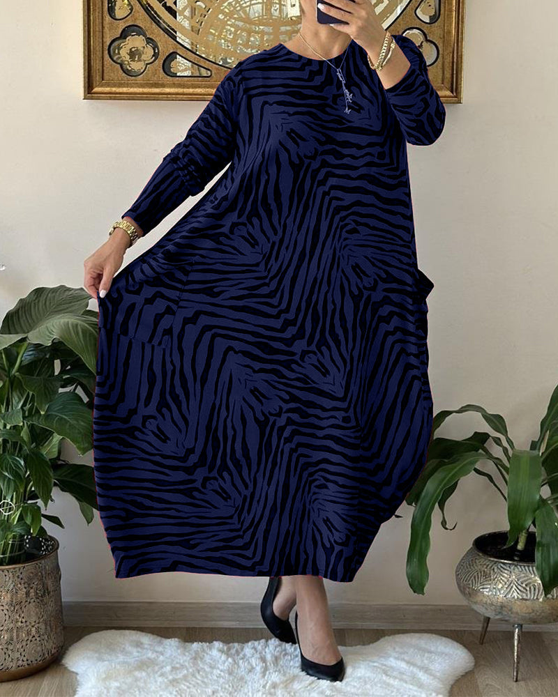 Dames Maxi Jurk Lange Mouwen Katoenmix Losse Stijl 4