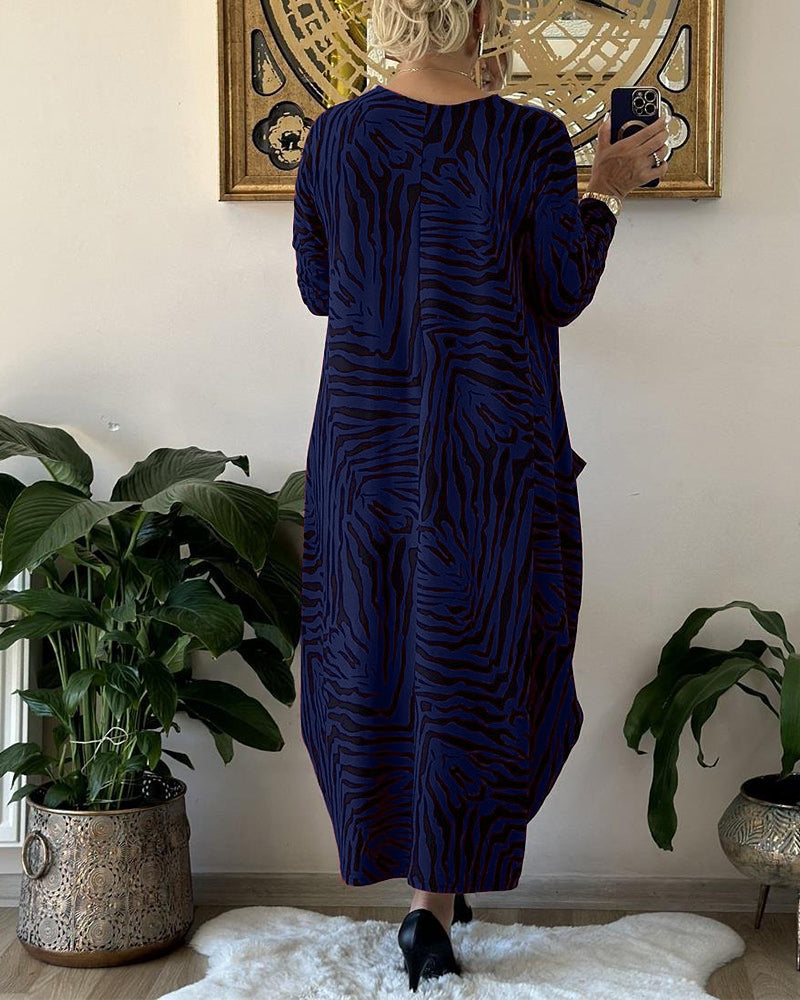 Dames Maxi Jurk Lange Mouwen Katoenmix Losse Stijl 5