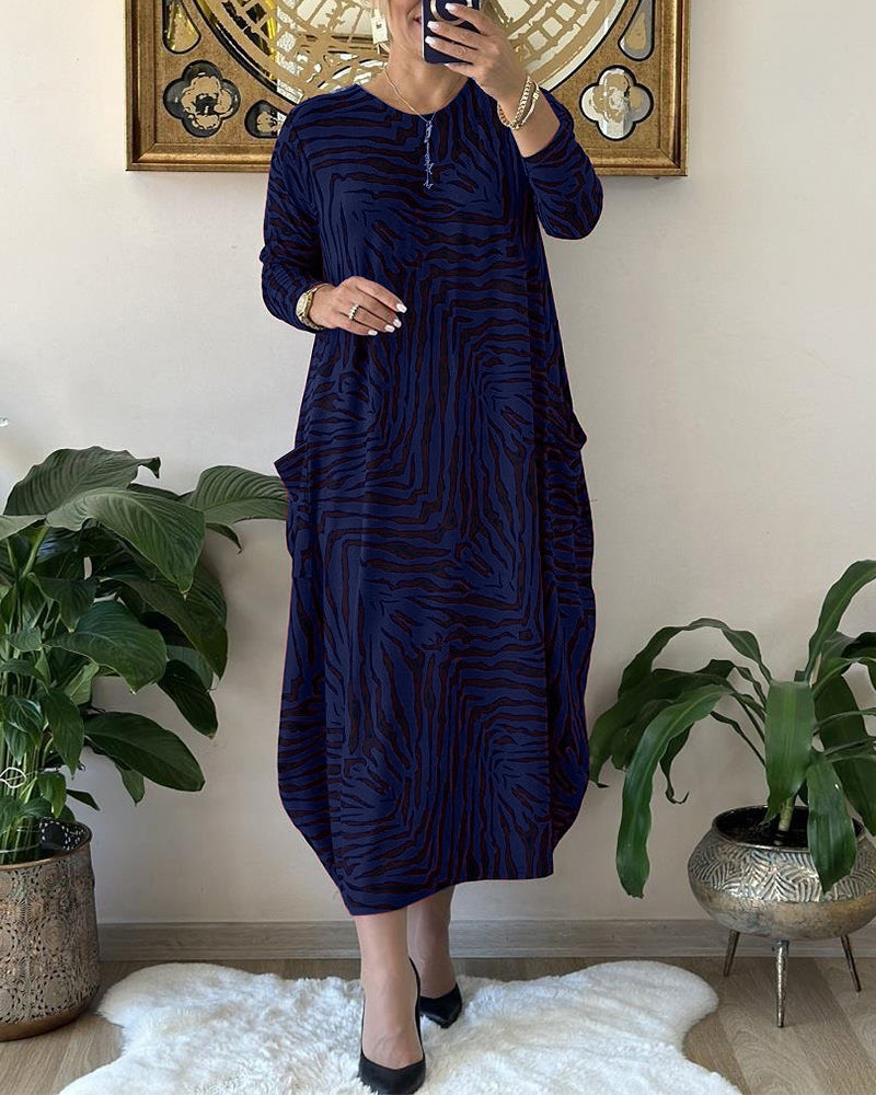 Dames Maxi Jurk Lange Mouwen Katoenmix Losse Stijl 6