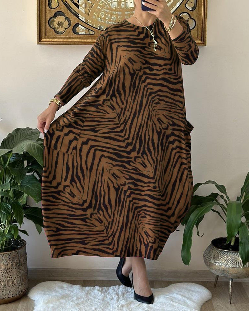 Dames Maxi Jurk Lange Mouwen Katoenmix Losse Stijl 7