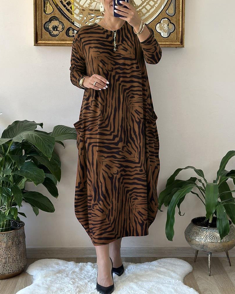 Dames Maxi Jurk Lange Mouwen Katoenmix Losse Stijl 9
