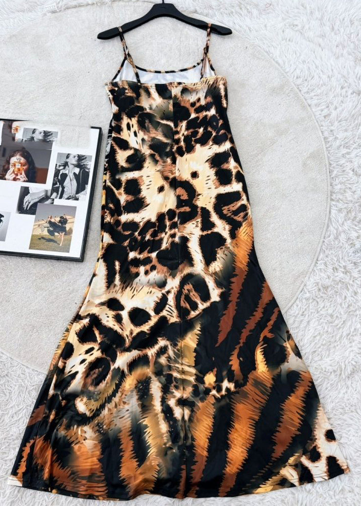 Dames Maxi Jurk Met Spaghettibandjes En Dierenprint 3