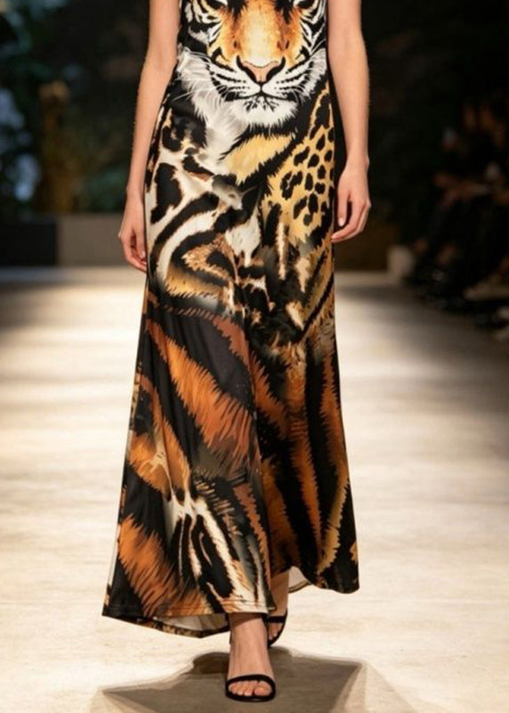 Dames Maxi Jurk Met Spaghettibandjes En Dierenprint 4