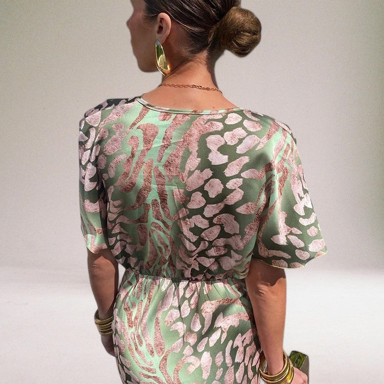 Dames Maxi Jurk Met V-hals En Gedraaid Detail 3