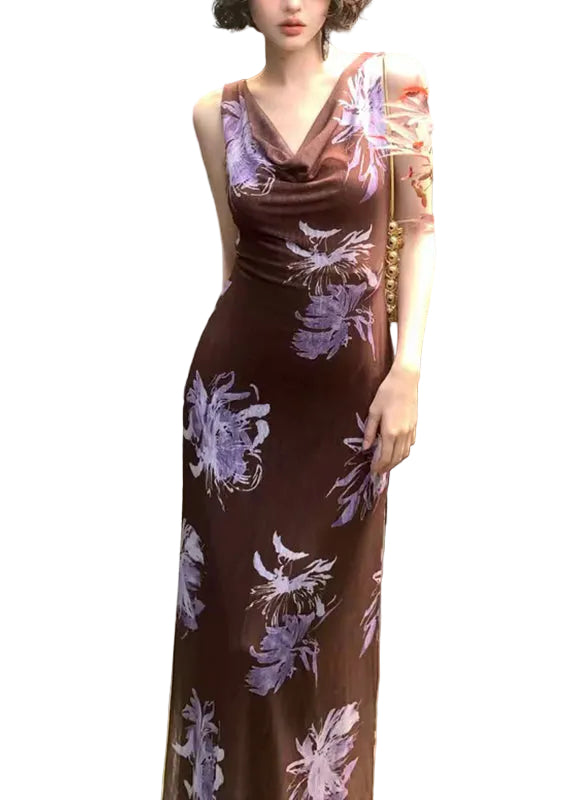 Dames Maxi Jurk Met V-hals Print Zomerstijl 0