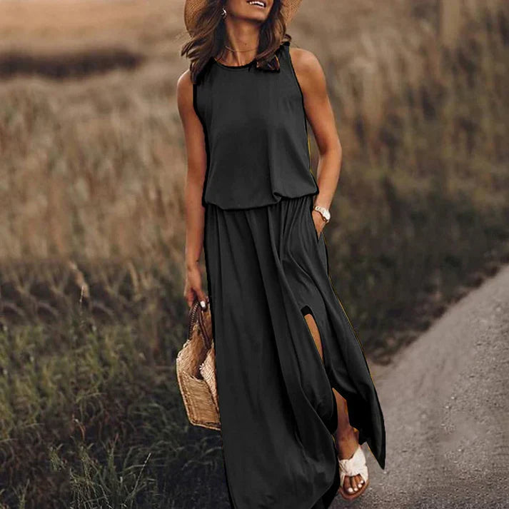Dames Maxi Jurk Met Zwierige Snit 1