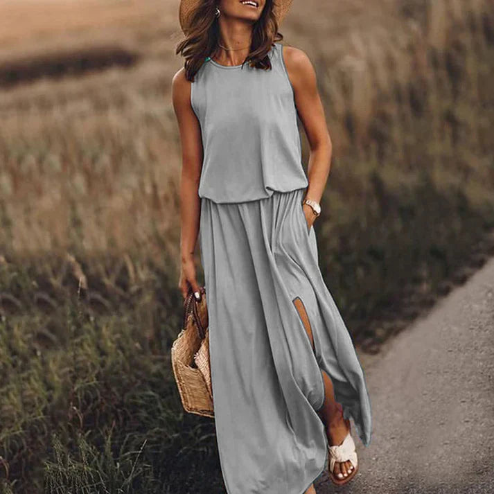 Dames Maxi Jurk Met Zwierige Snit 3