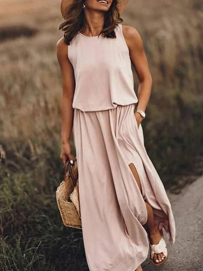Dames Maxi Jurk Met Zwierige Snit 4