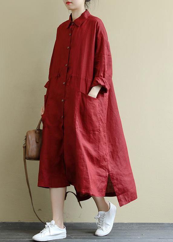 Dames Maxi Jurk Oversized Linnen Shirt 1