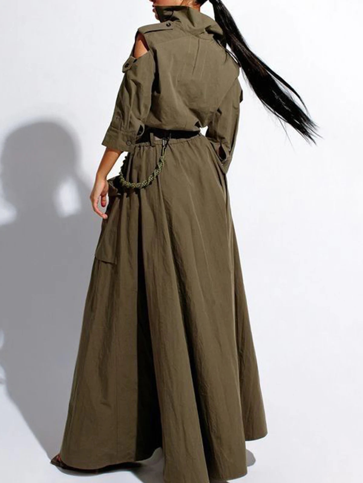 Dames Maxi Jurk Retro Met Koude Schouder 1