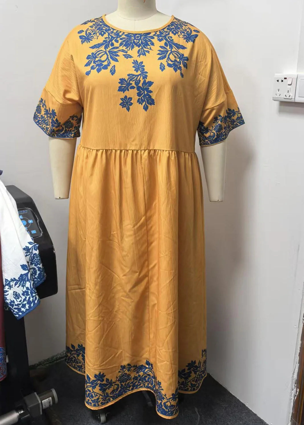 Dames Maxi Jurk Ronde Hals Patchwork Stijl 3
