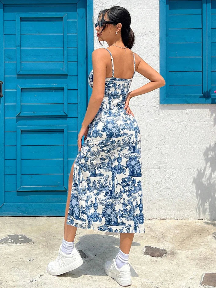 Dames Maxi Jurk Strapless met Hoge Split 1