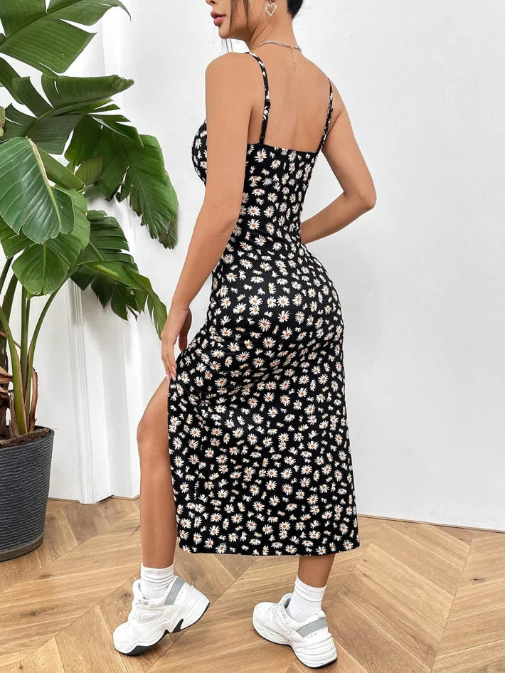 Dames Maxi Jurk Strapless met Hoge Split 3
