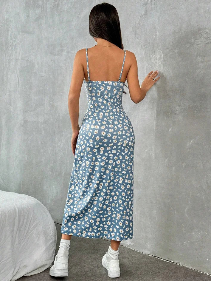 Dames Maxi Jurk Strapless met Hoge Split 4