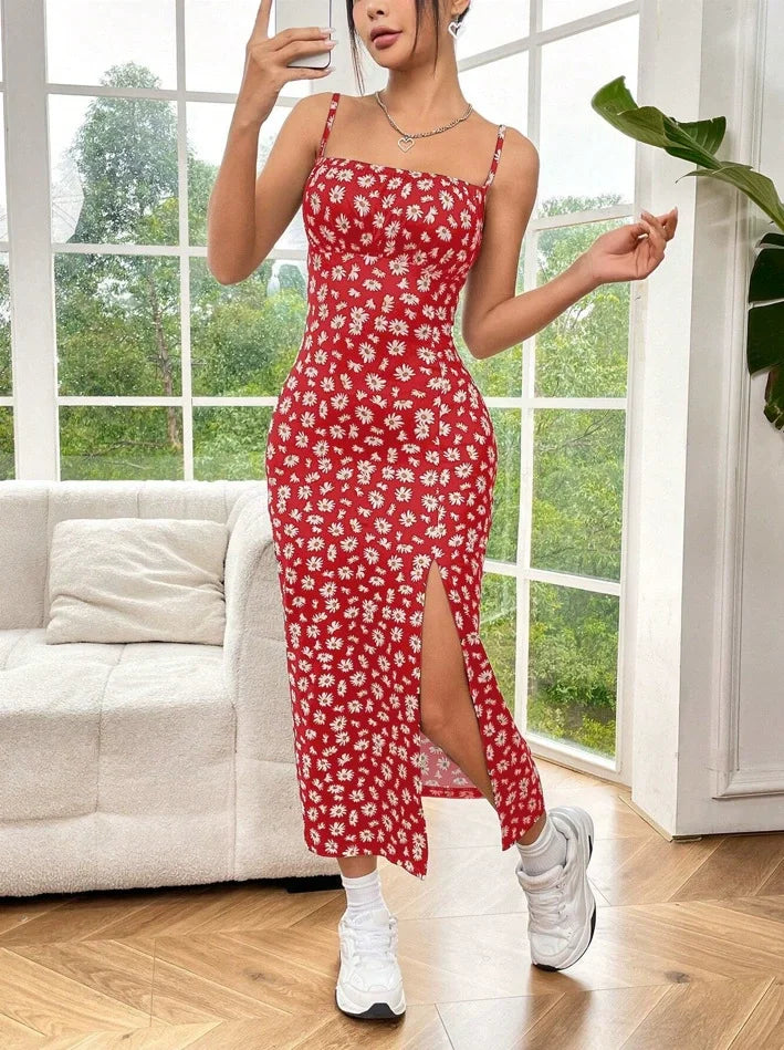 Dames Maxi Jurk Strapless met Hoge Split 6