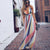 Dames Maxi Jurk V-Ausschnitt Multicolor Gestreept 2