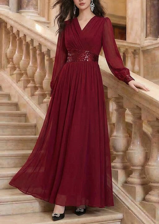 Dames Maxi Jurk V-hals Patchwork Design 0