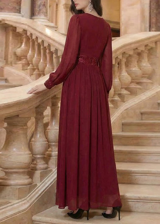 Dames Maxi Jurk V-hals Patchwork Design 3