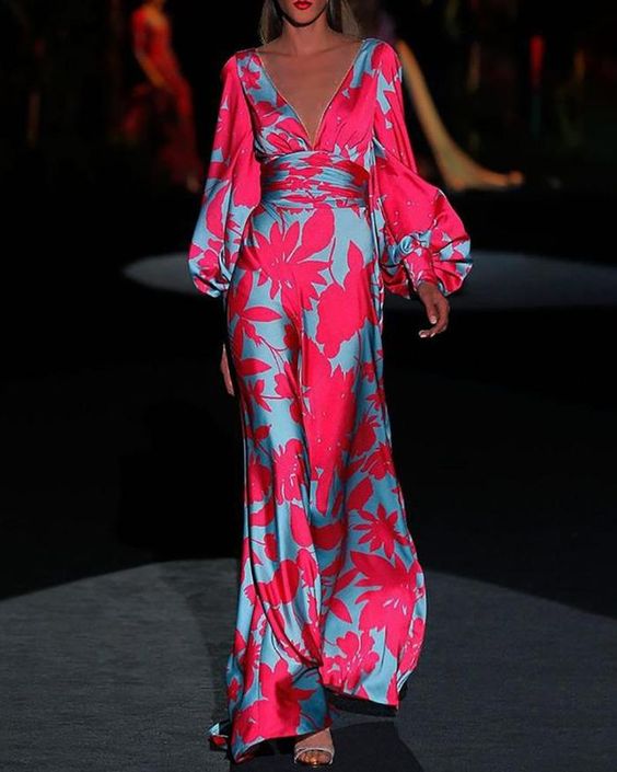 Dames Maxi Jurk V-hals Zwierige Stijl voor Zomergebruik 1